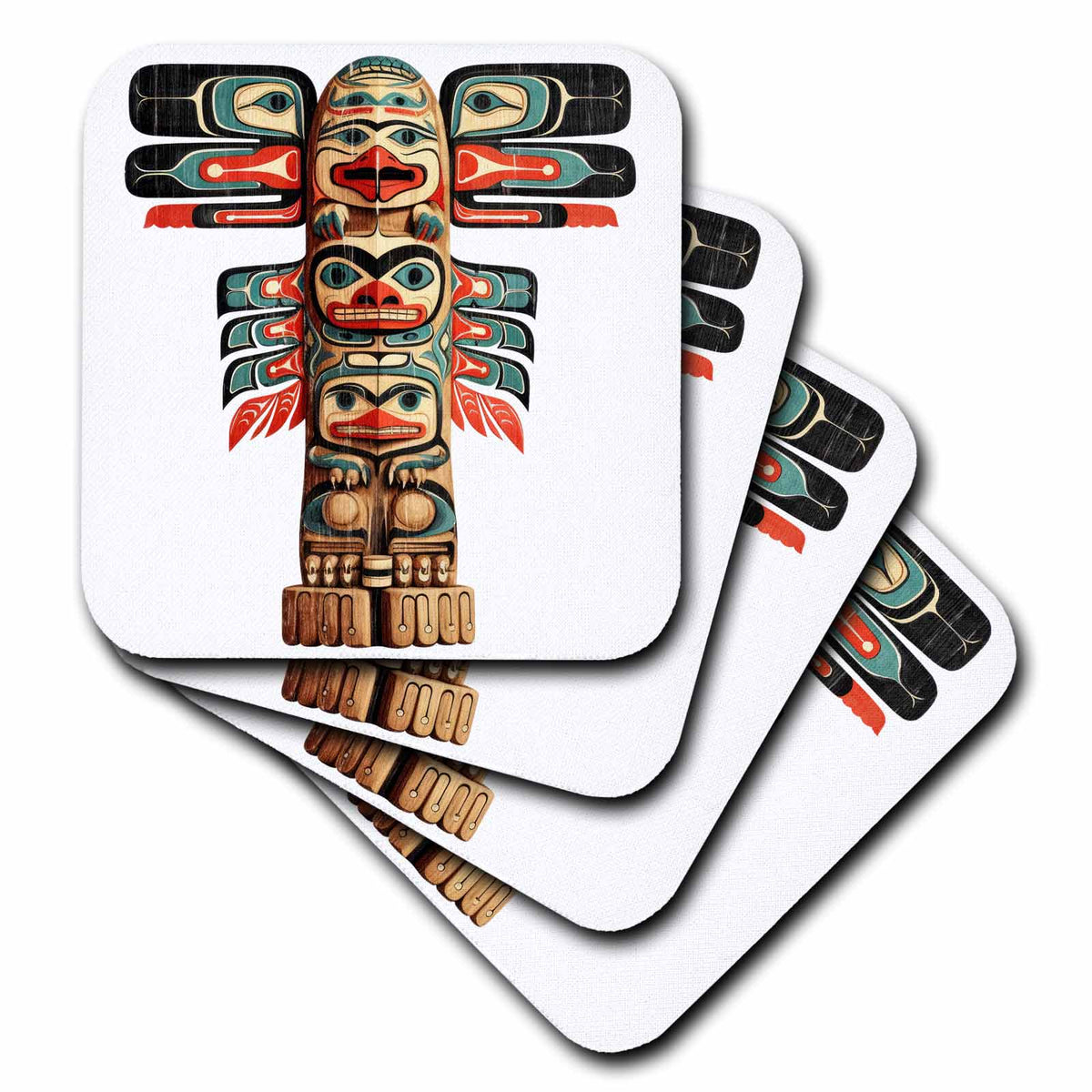 3dRose Anne Marie Baugh - Illustrations - Totem Pole Illustration - Coasters (cst-383696)