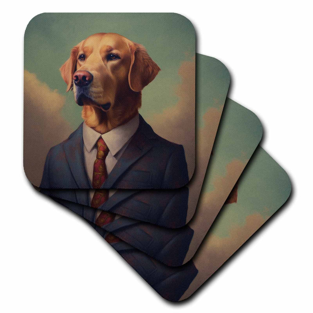 3dRose Traditional Formal Portrait of a Golden Retriever - Coasters (cst-383707)