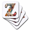 3dRose Anne Marie Baugh - Monograms - Boho Floral Monogram Initial Z - Coasters (cst-383748)