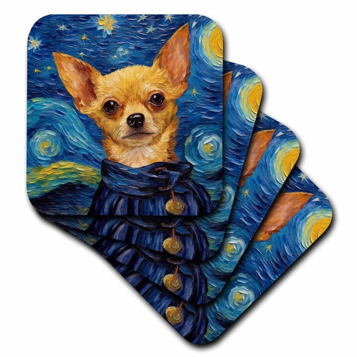 3dRose Chihuahua Portrait in Post-Impressionism Style - Coasters (cst-383829)