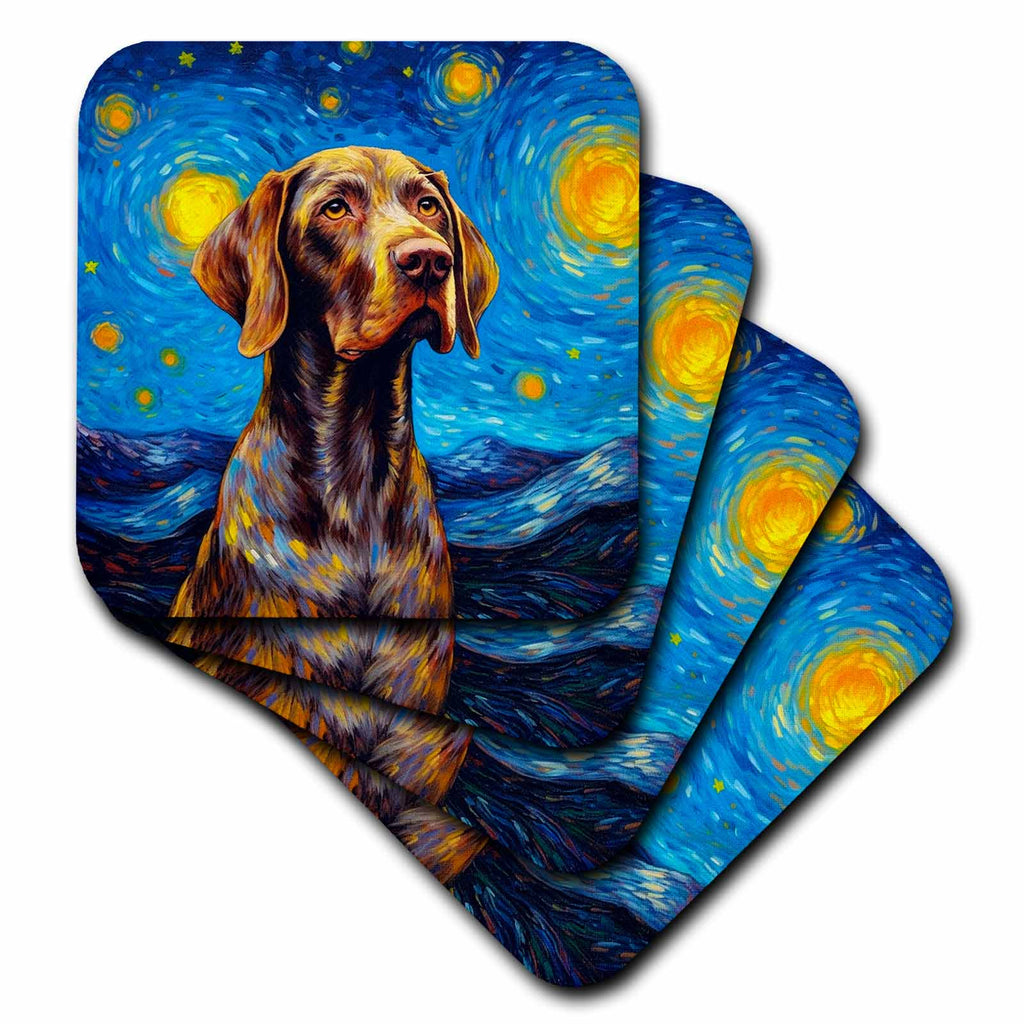 3dRose German Shorthaired Pointer Portrait in Post-Impressionism Style - Coasters (cst-383846)