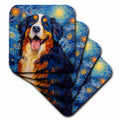 3dRose Bernese Mountian Dog Portrait in Post-Impressionism Style - Coasters (cst-383851)