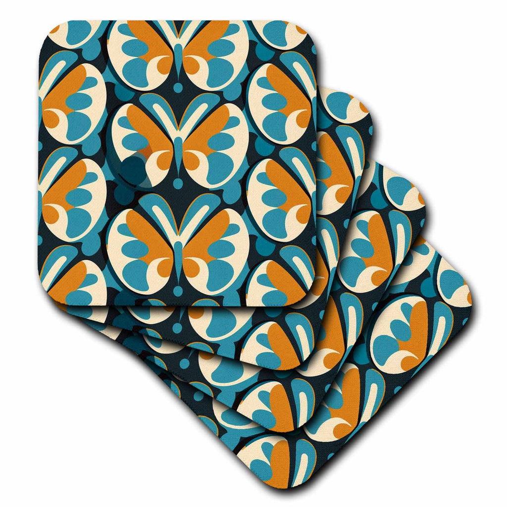 3dRose Mid-Century Modern Butterfly Pattern - Coasters (cst-383890)