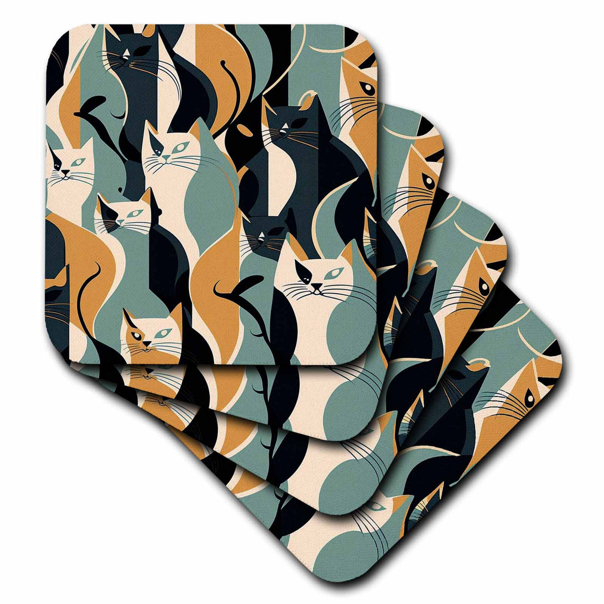 3dRose Mid Century Cats. Cool Kitties. - Coasters (cst-383892)