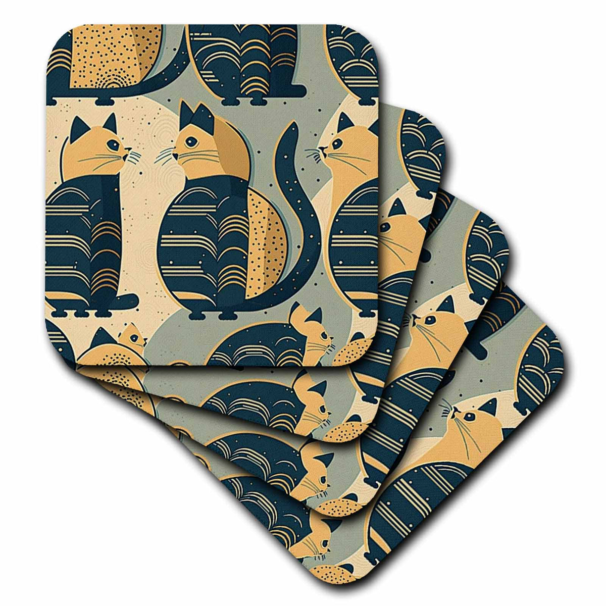 3dRose Geometric Patterns Accent These Modernist Cats - Coasters (cst-383902)