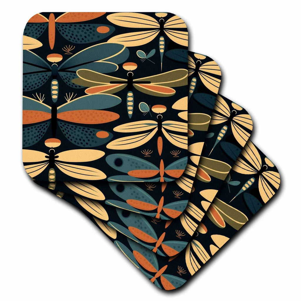 3dRose Bold Colors, Sleek Lines Capture Dragonfly Grace - Coasters (cst-383915)