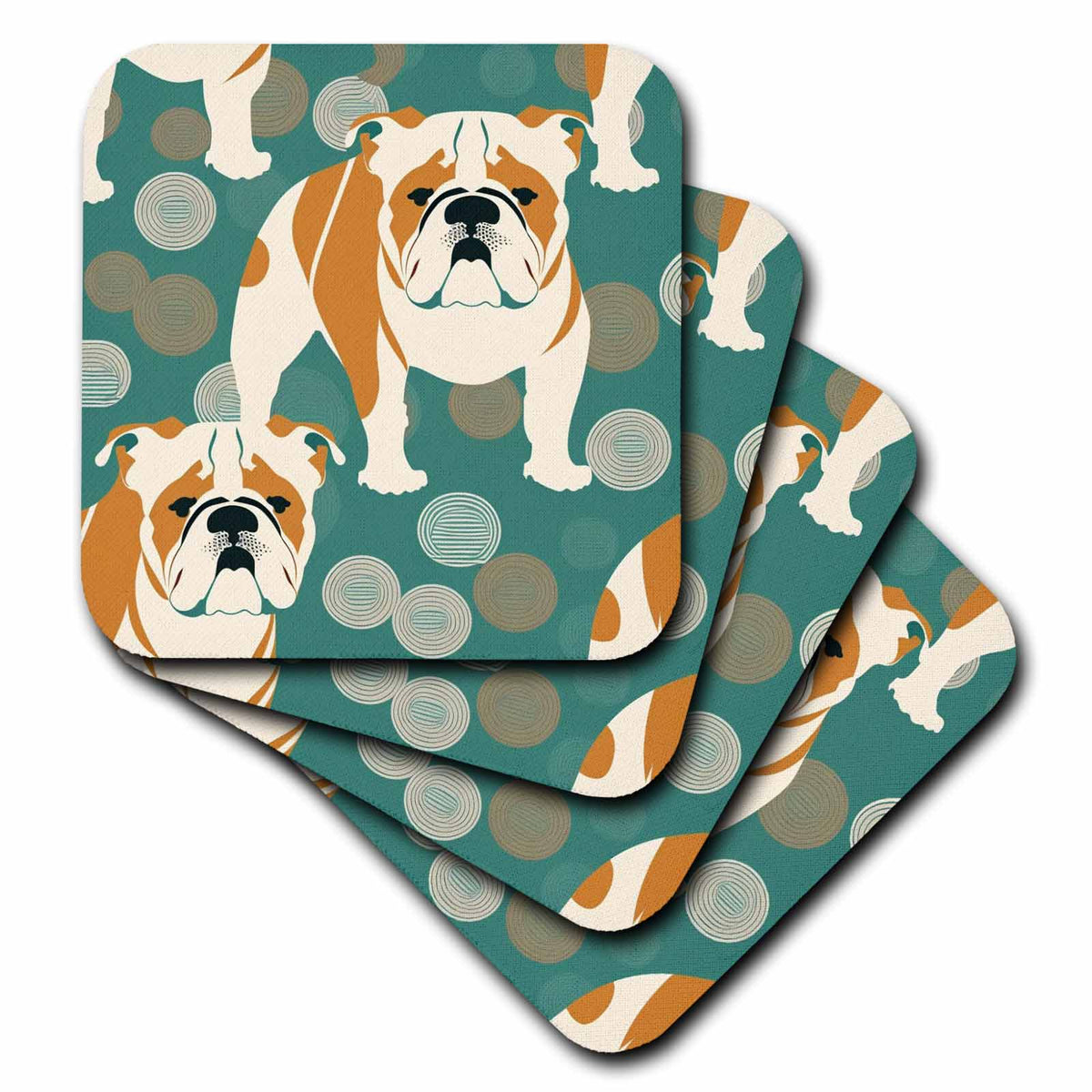 3dRose Stylized Bulldogs pop in a Retro Modern Backdrop - Coasters (cst-383922)