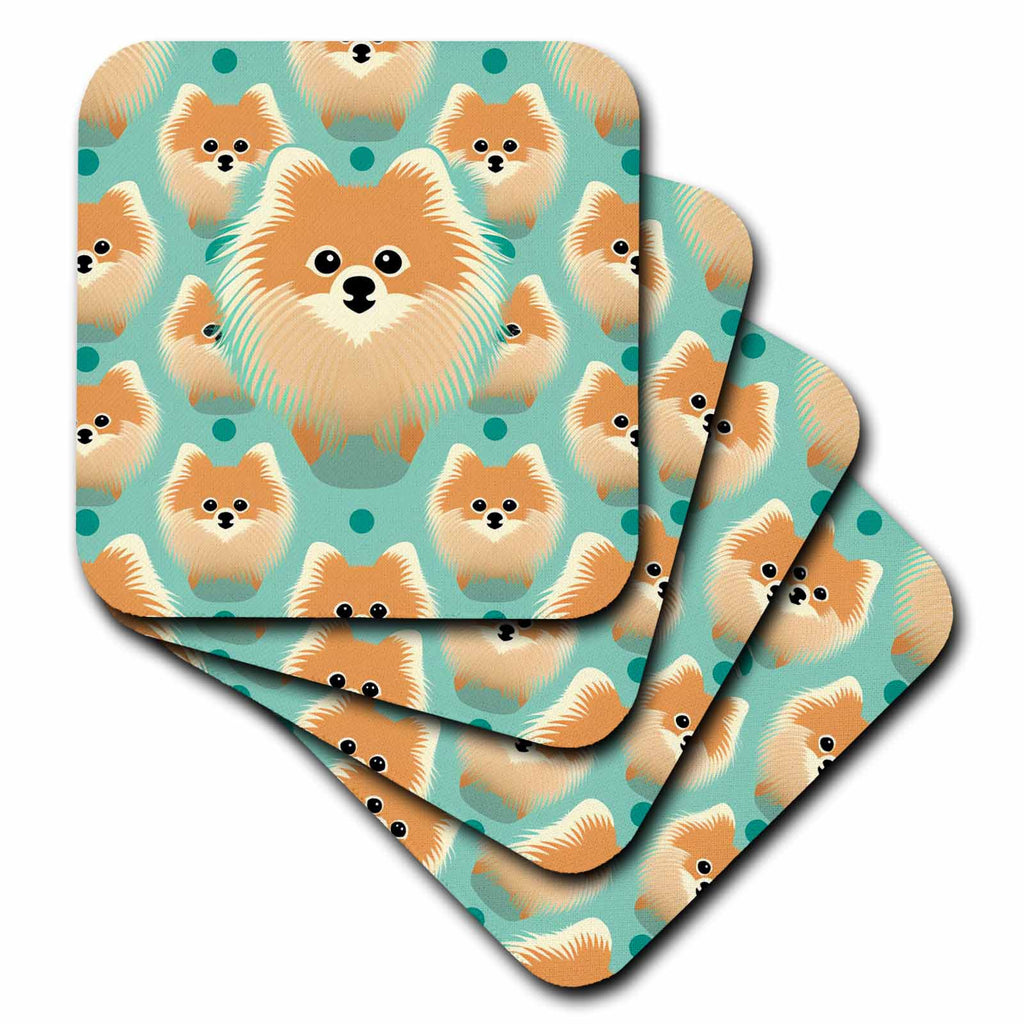 3dRose Stylized Pomeranians bask in Vintage Modern Elegance - Coasters (cst-383930)