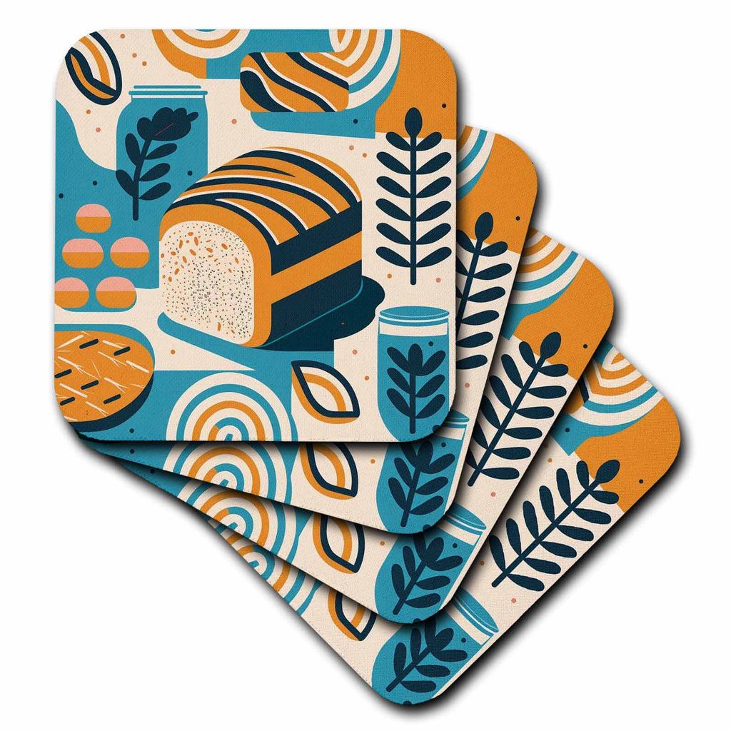 3dRose Geometric Forms Frame This mid-Century Bread Image - Coasters (cst-383940)