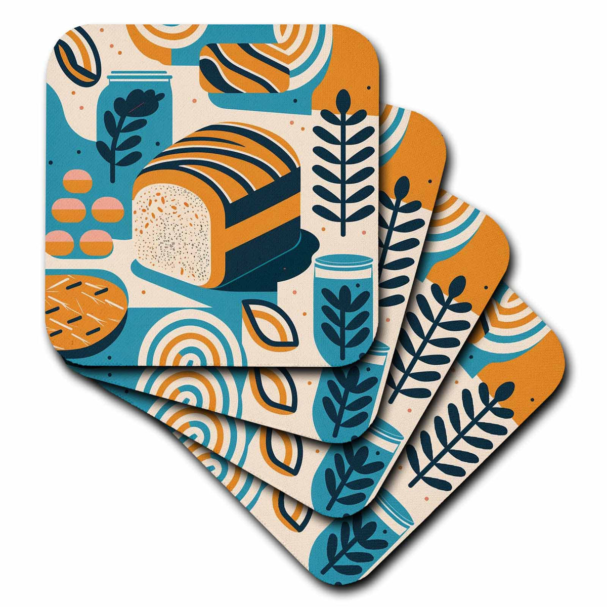 3dRose Geometric Forms Frame This mid-Century Bread Image - Coasters (cst-383940)