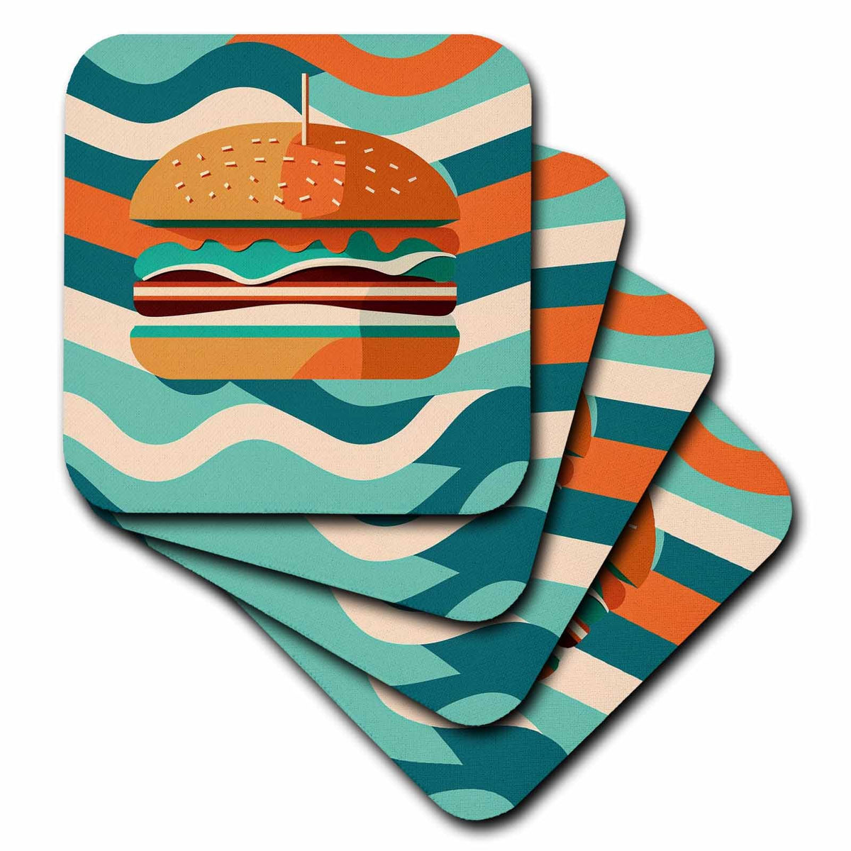 3dRose Mid-Century Elegance is Tasted in This Hamburger Illustration - Coasters (cst-383952)