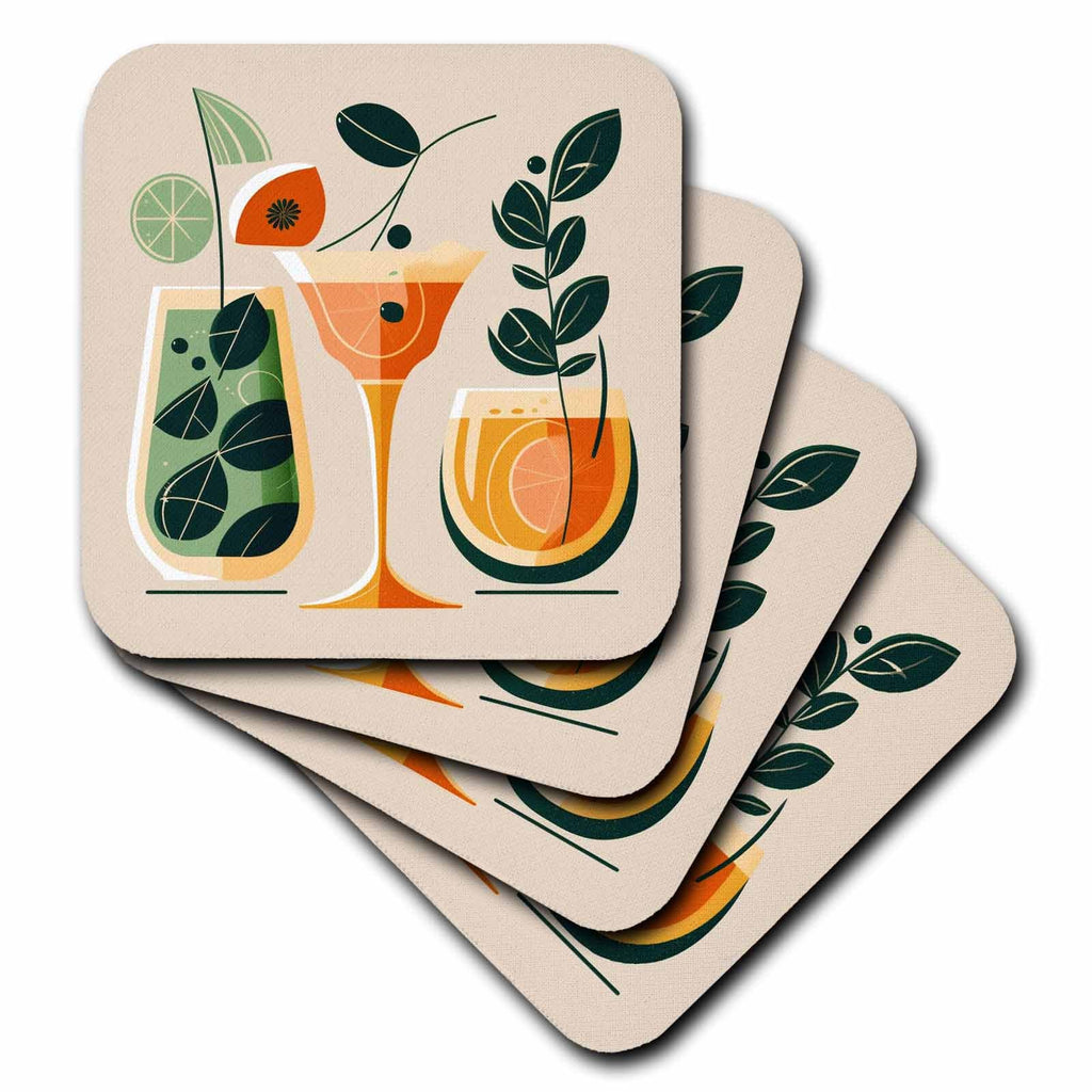 3dRose Cocktail Illustration basks in Retro Colors - Coasters (cst-383977)