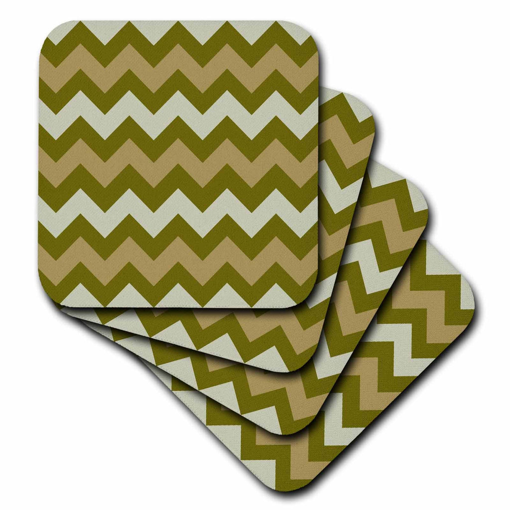 3dRose Chevron Pattern in Khaki Brown and Grey - Coasters (cst-383982)