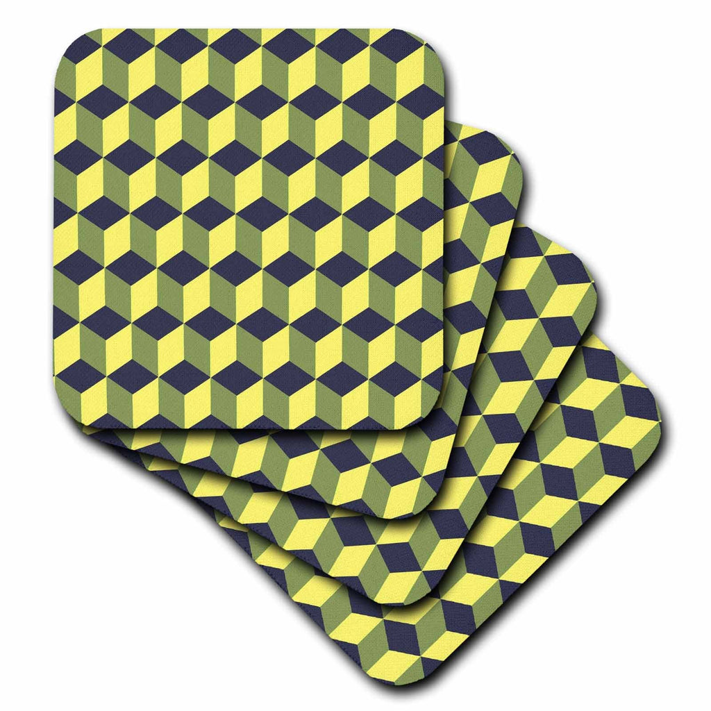 3dRose Diamond Repeating Pattern in Dark Grey Light Gray and Cream - Coasters (cst-383985)