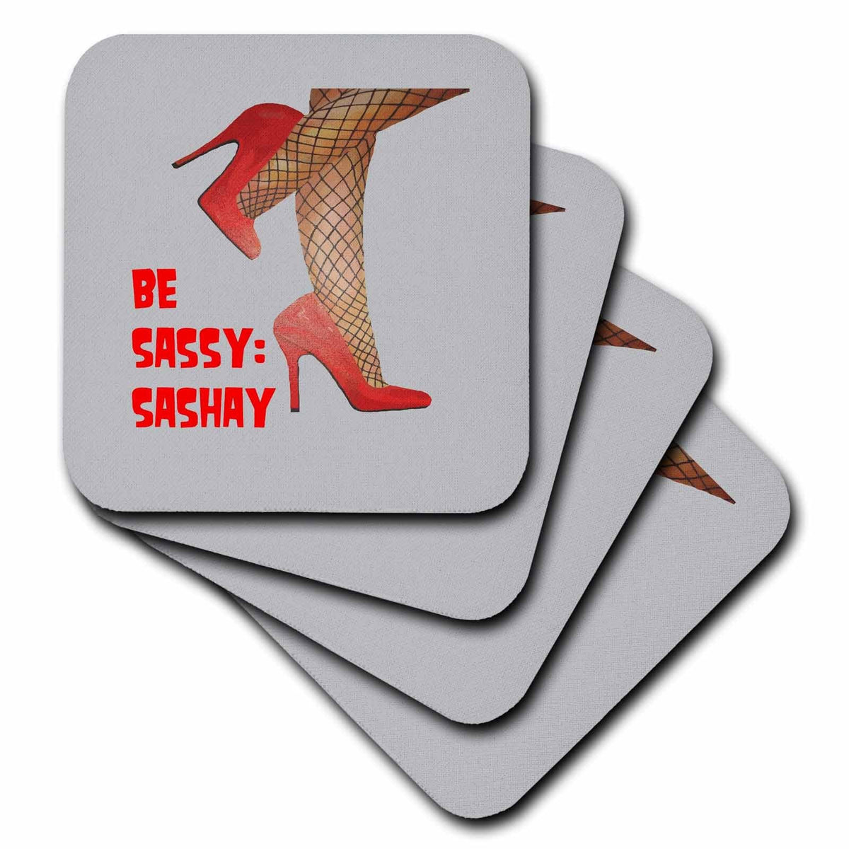 3dRose Be Sassy and Sashay Confident Red Stiletto Drag Artist Quote - Coasters (cst-384008)