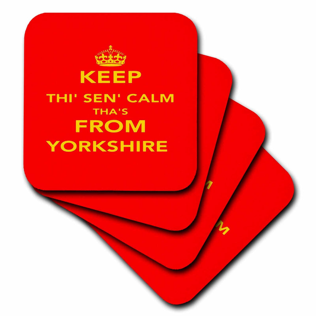 3dRose Keep Thi Sen Calm Thas from Yorkshire Dialect Quote - Coasters (cst-384017)
