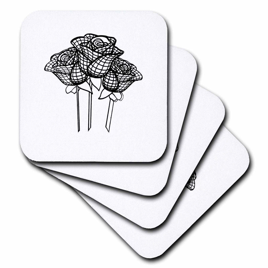 3dRose Artistic Mesh Graphic Gothic Black Roses - Coasters (cst-384023)