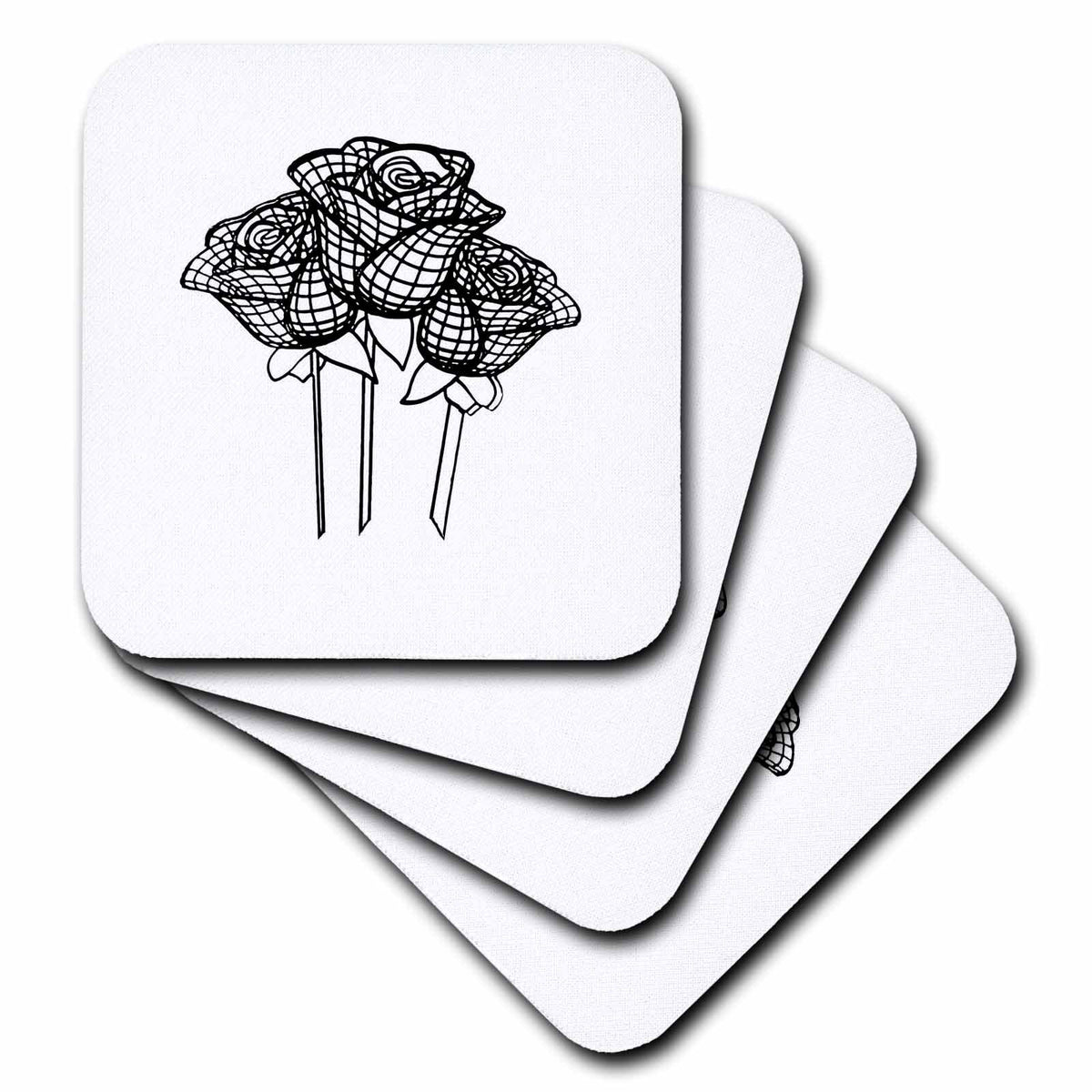 3dRose Artistic Mesh Graphic Gothic Black Roses - Coasters (cst-384023)