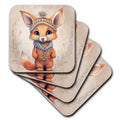 3dRose Anne Marie Baugh - Illustrations - Cute Boho Fox Illustration - Coasters (cst-384168)