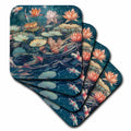 3dRose Pretty Lotus Flowers and Koi Fish Background - Coasters (cst-384186)