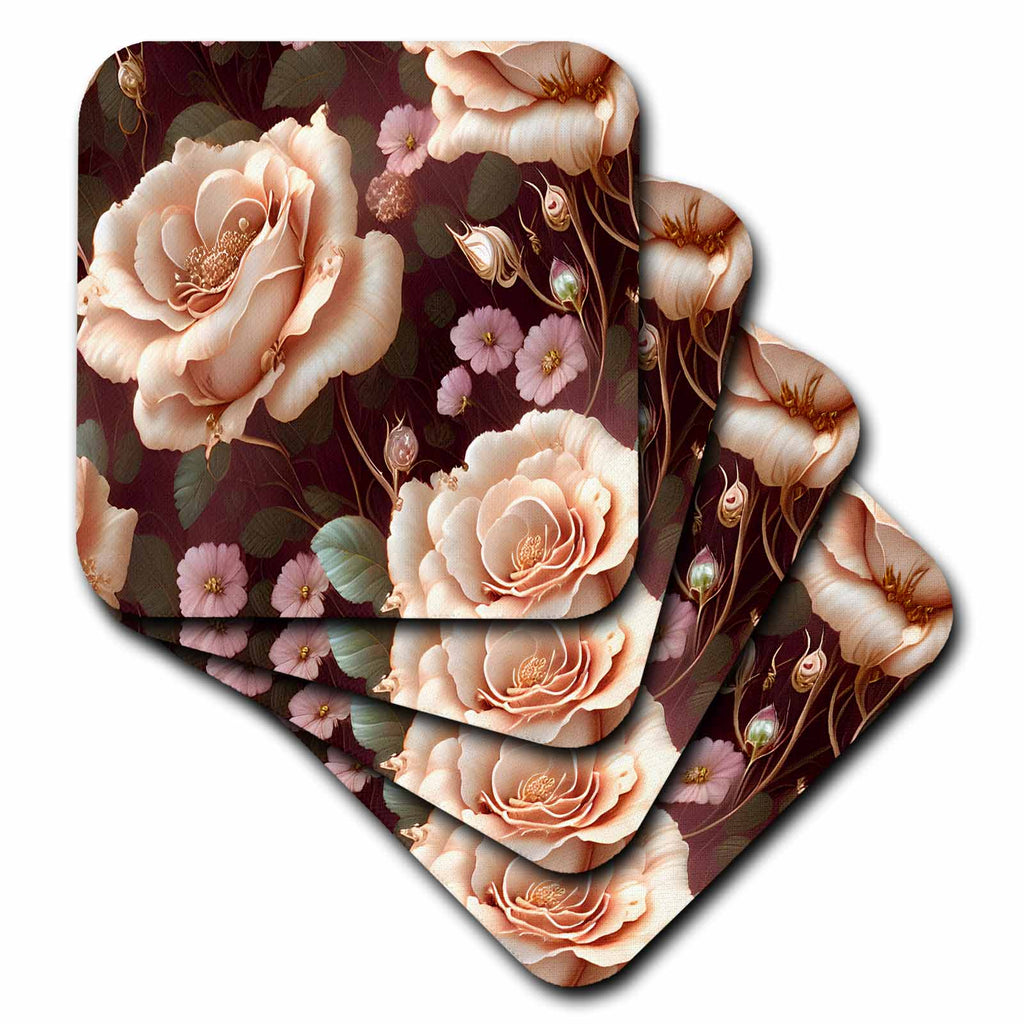 3dRose Backgrounds - Anne Marie Baugh - Elegant Soft Pink Roses Background - Coasters (cst-384223)