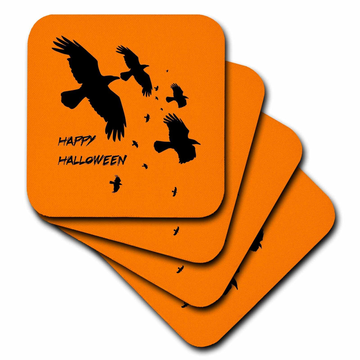 3dRose Happy Halloween Crows in Flight Vector Silhouette - Coasters (cst-384340)
