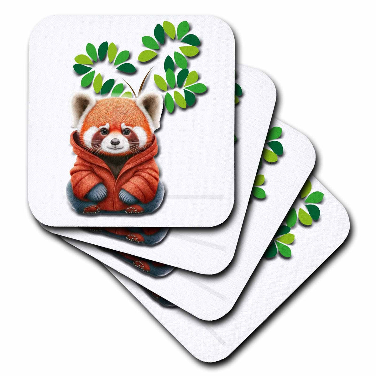 3dRose Adorable Panda with Winter Coat - Coasters (cst-384382)