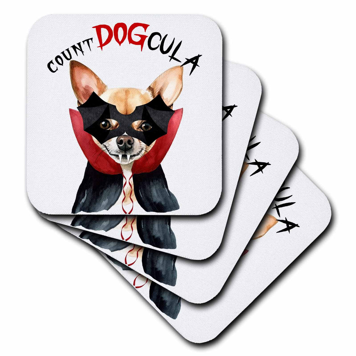 3dRose Funny Halloween Count DOGcula Chihauhua for Dog Lover - Coasters (cst-384458)