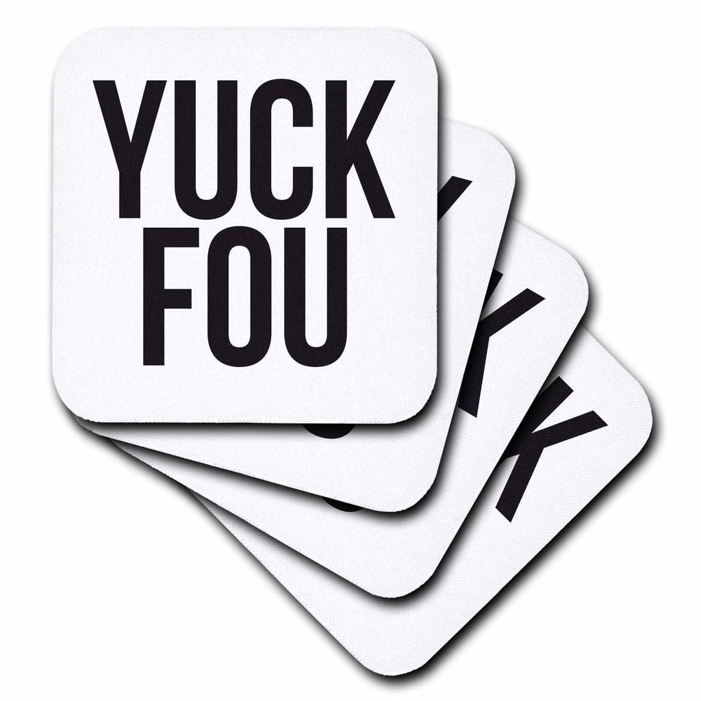 3dRose Word Scramble - YUCK FOU BW - Coasters (cst-384500)