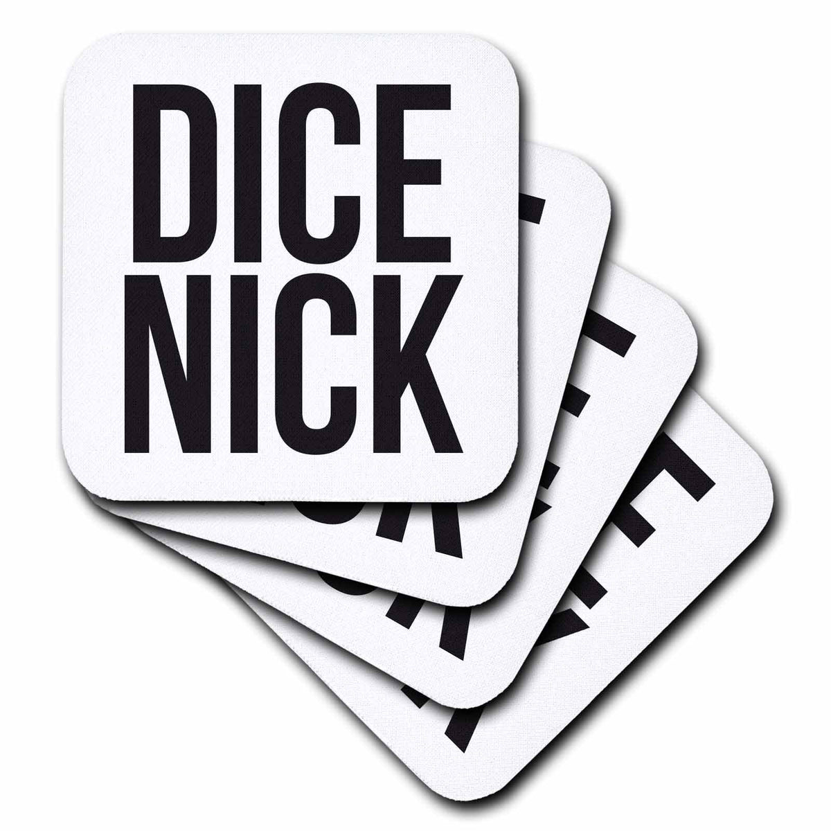 3dRose Word Scramble - DICE NICK BW - Coasters (cst-384504)