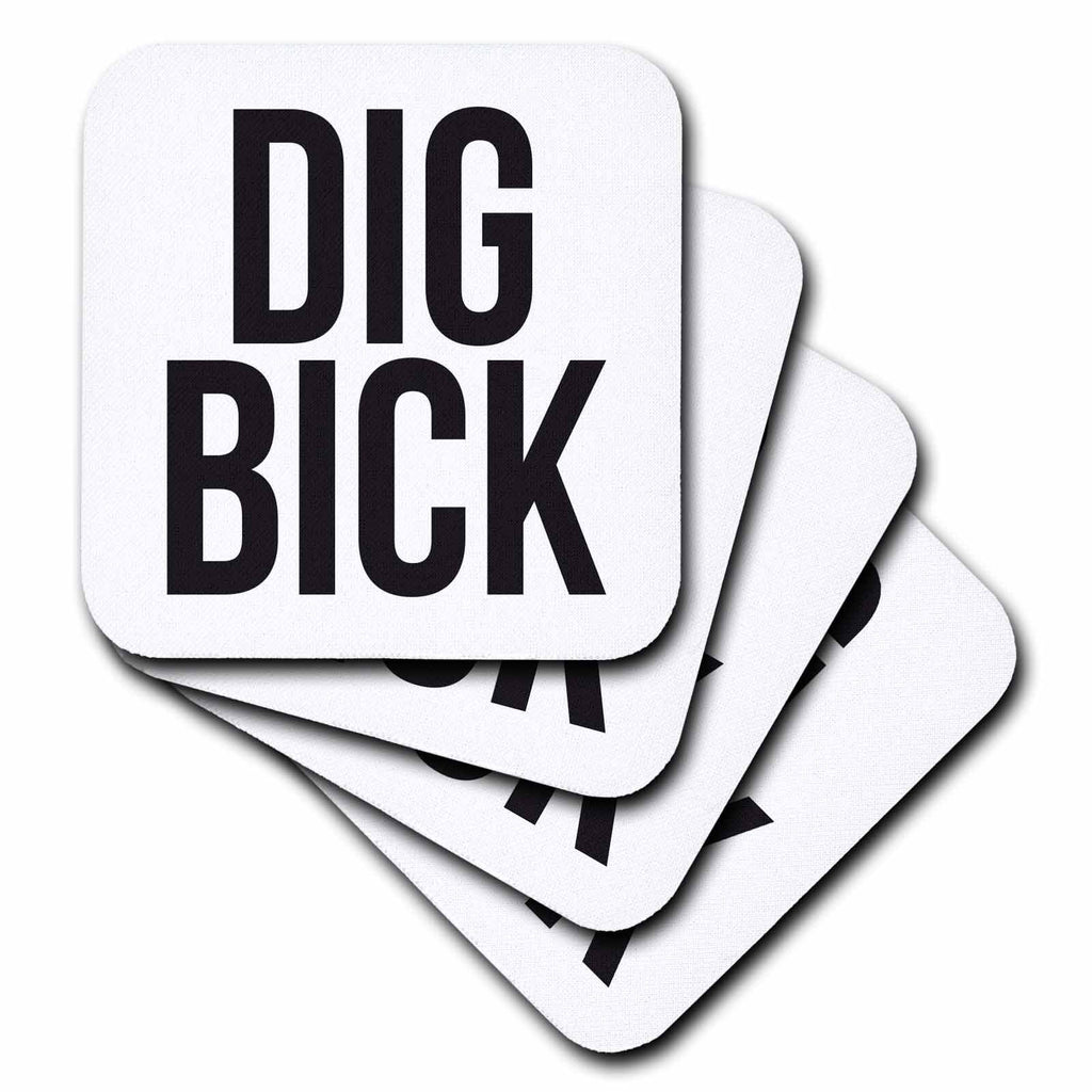 3dRose Word Scramble - DIG BICK BW - Coasters (cst-384506)