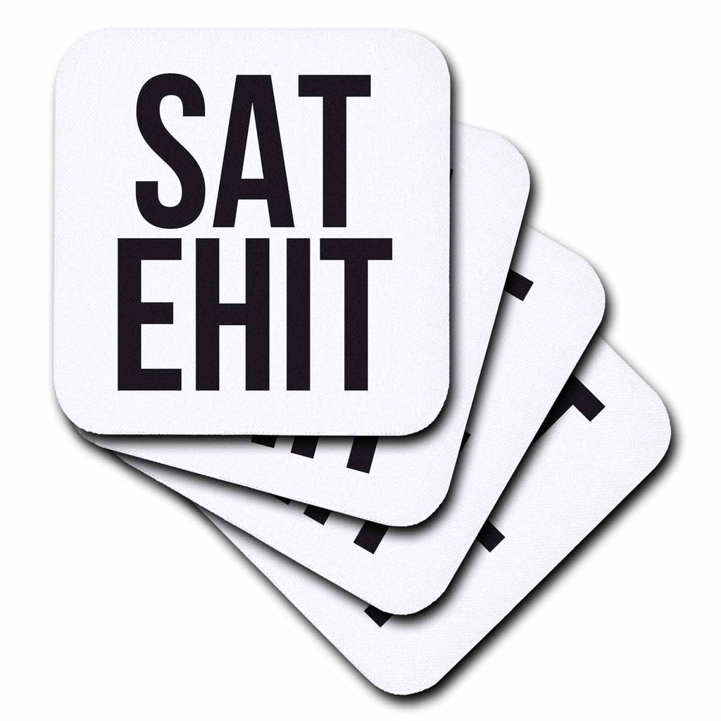 3dRose Word Scramble - SAT EHIT BW - Coasters (cst-384510)
