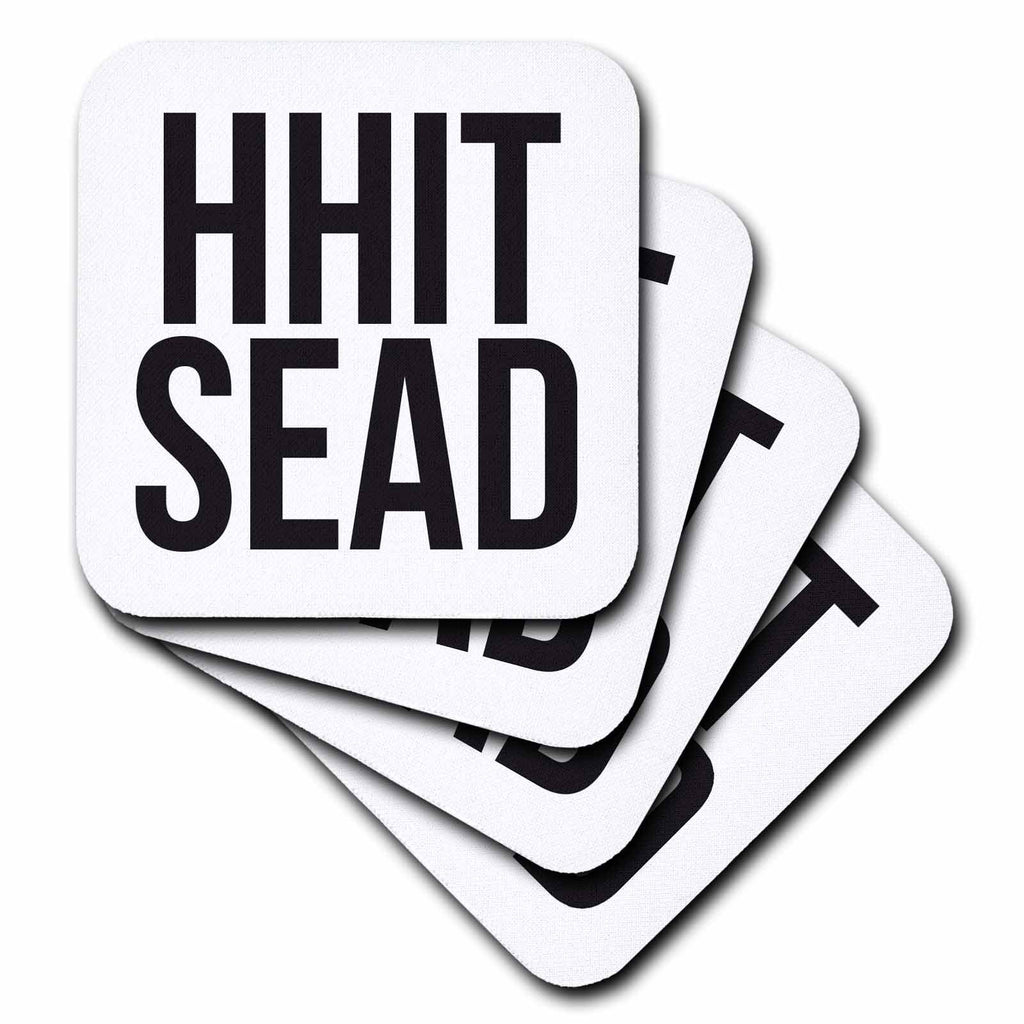 3dRose Word Scramble - HHIT SEAD BW - Coasters (cst-384512)
