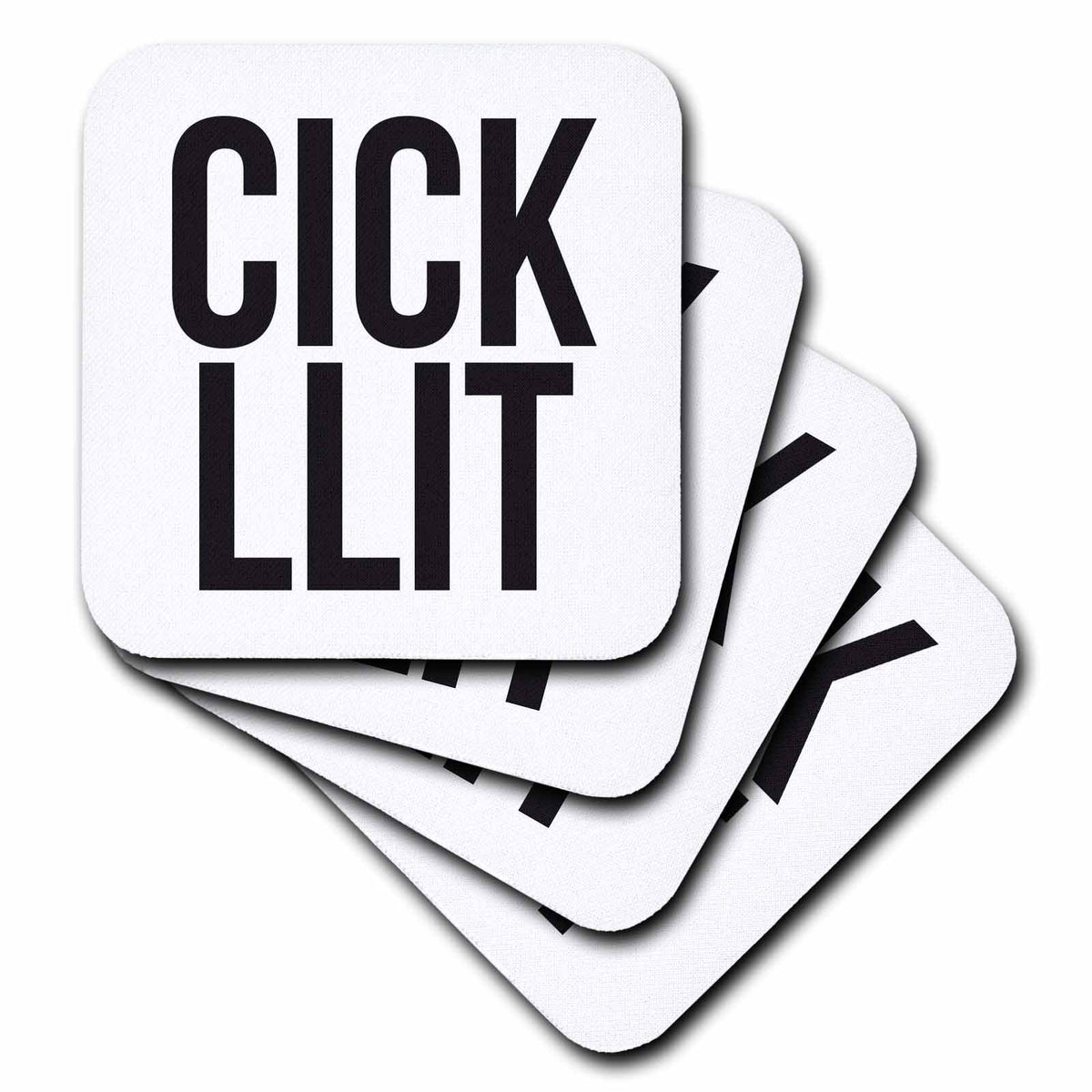 3dRose Word Scramble - CICK LLIT BW - Coasters (cst-384520)