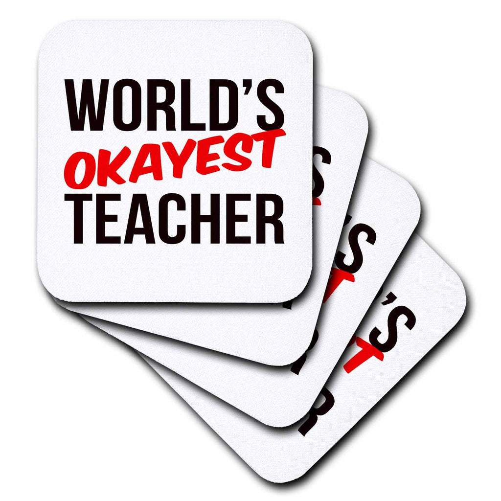 3dRose Worlds Okayest - Worlds Okayest Teacher - Coasters (cst-384621)