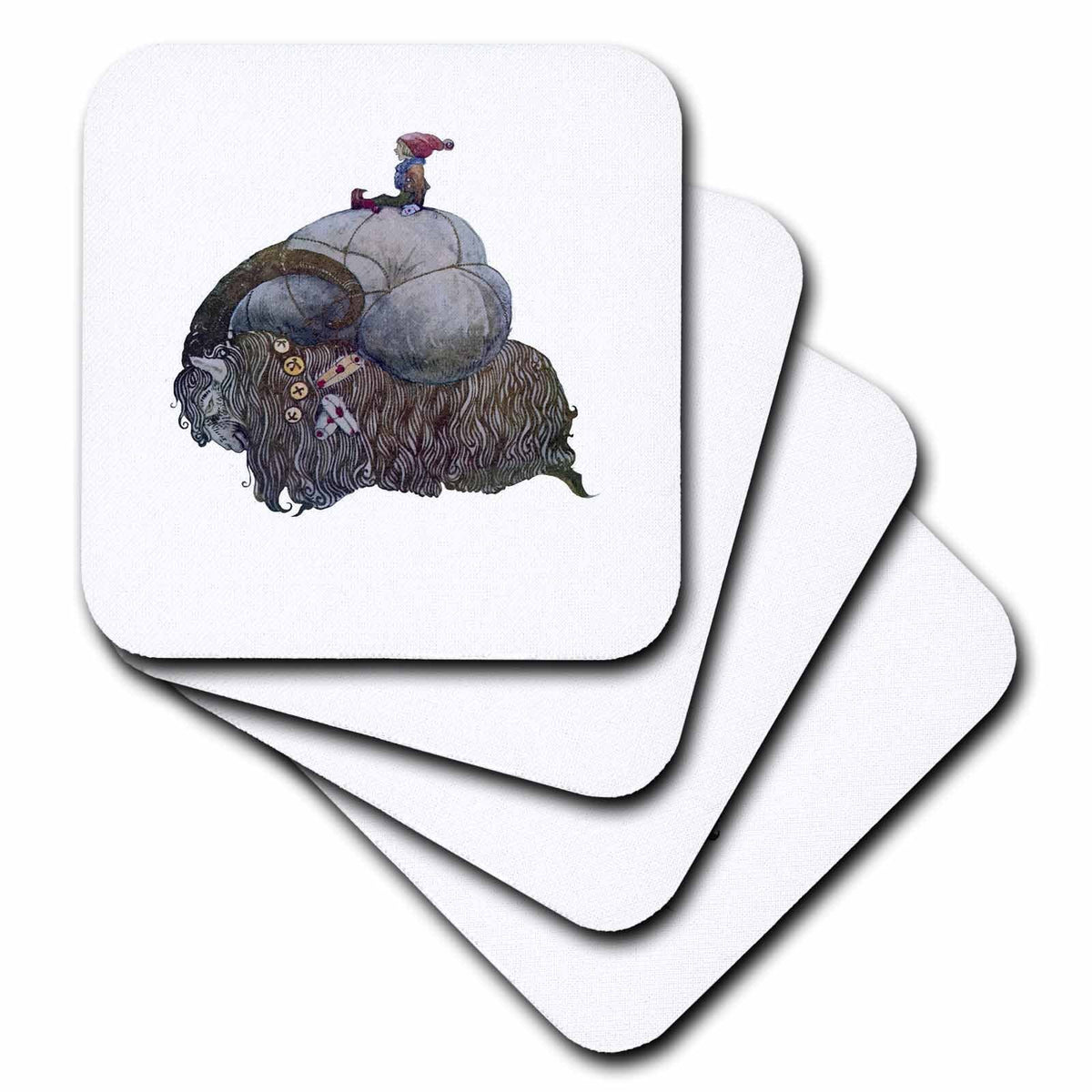 3dRose Scandinavian Julbocken Yule Goat After John Bauer - Coasters (cst-384666)