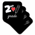 3dRose 2nd Grade with Clipart red Heart and Pencil. White Lettering on... - Coasters (cst-384732)