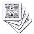3dRose Christmas Lover Cross Pattern Sampler Artistic Design Black - Coasters (cst-384880)