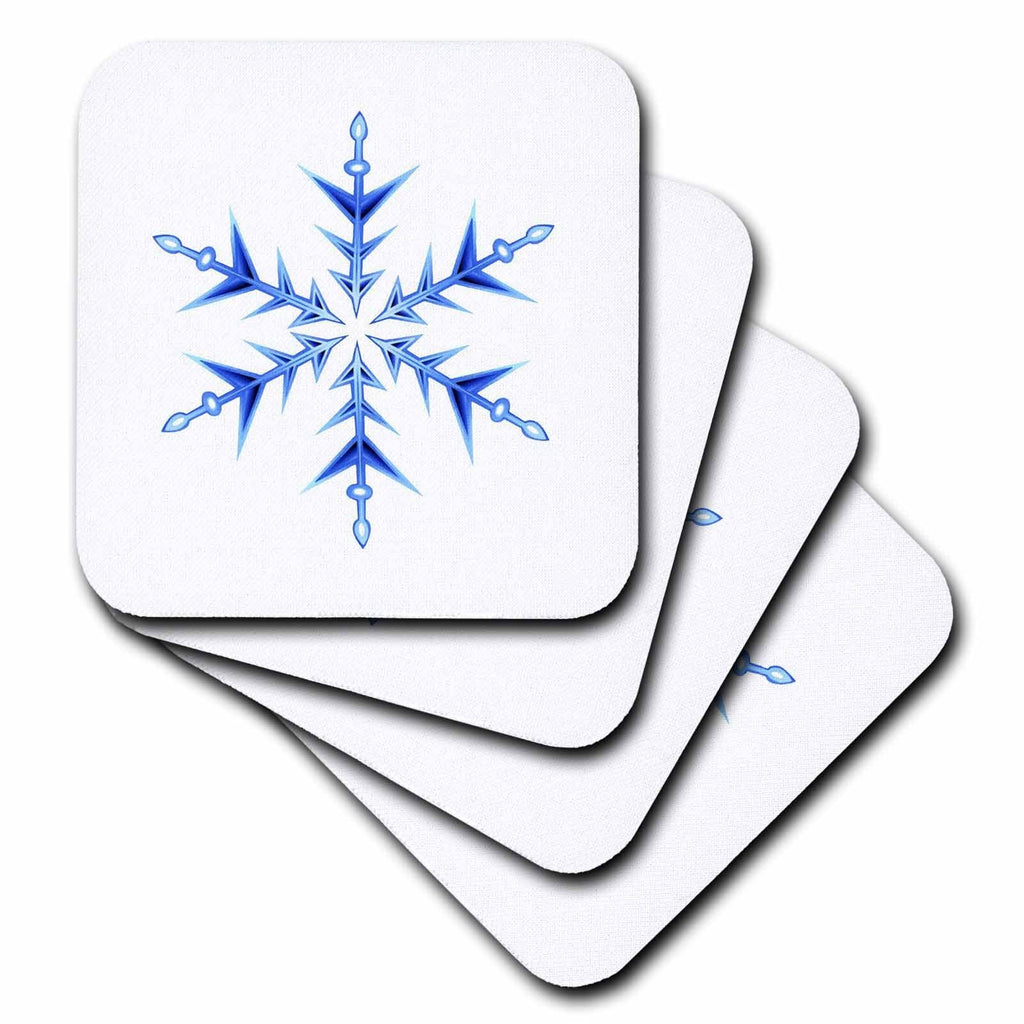 3dRose Minimalistic Blue Snowflake Hand Drawn Art - Coasters (cst-384883)