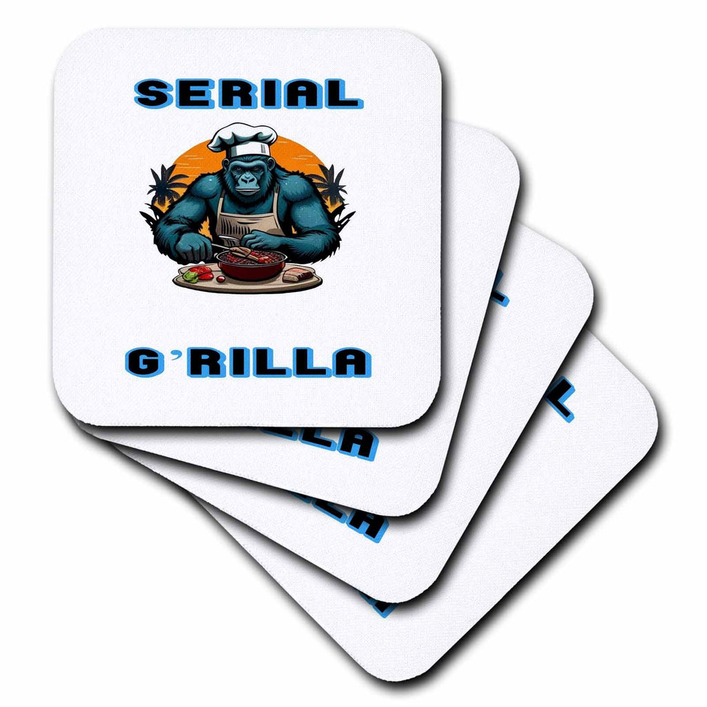 3dRose Serial Grilla Master BBQ Griller Fun Pun - Coasters (cst-384890)