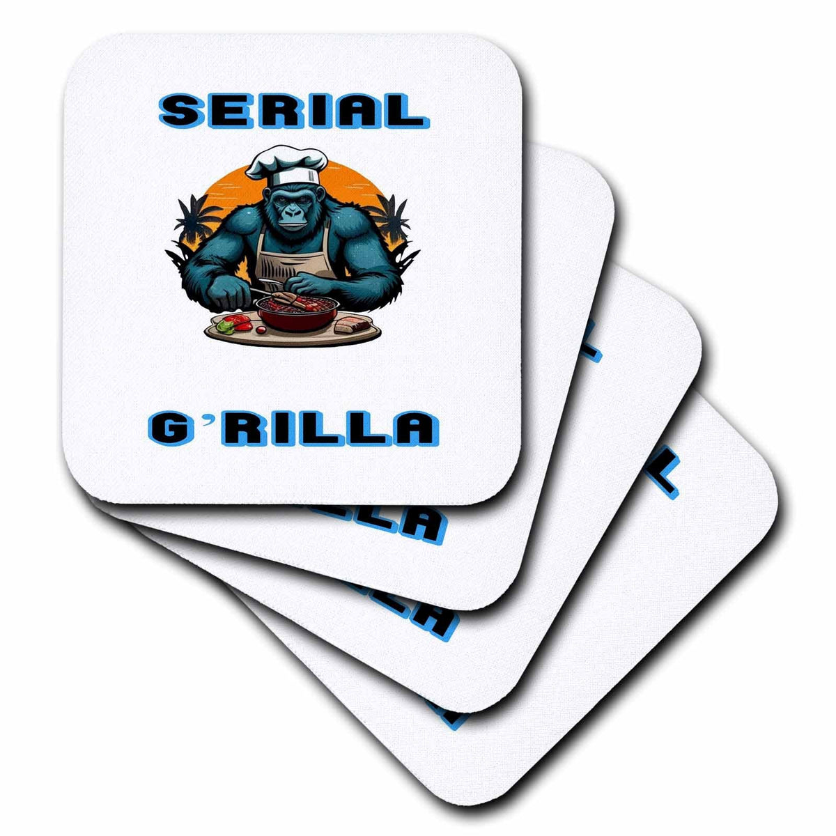 3dRose Serial Grilla Master BBQ Griller Fun Pun - Coasters (cst-384890)