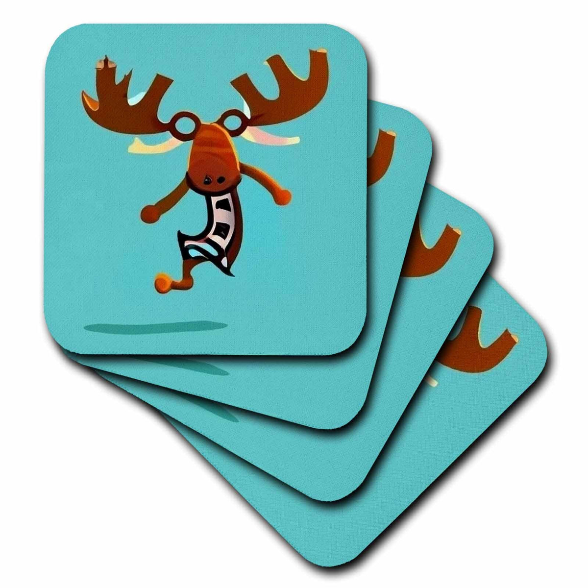 3dRose Cool Funny Colorful Cute Moose Dancing Kokopelli Abstract - Coasters (cst-385090)
