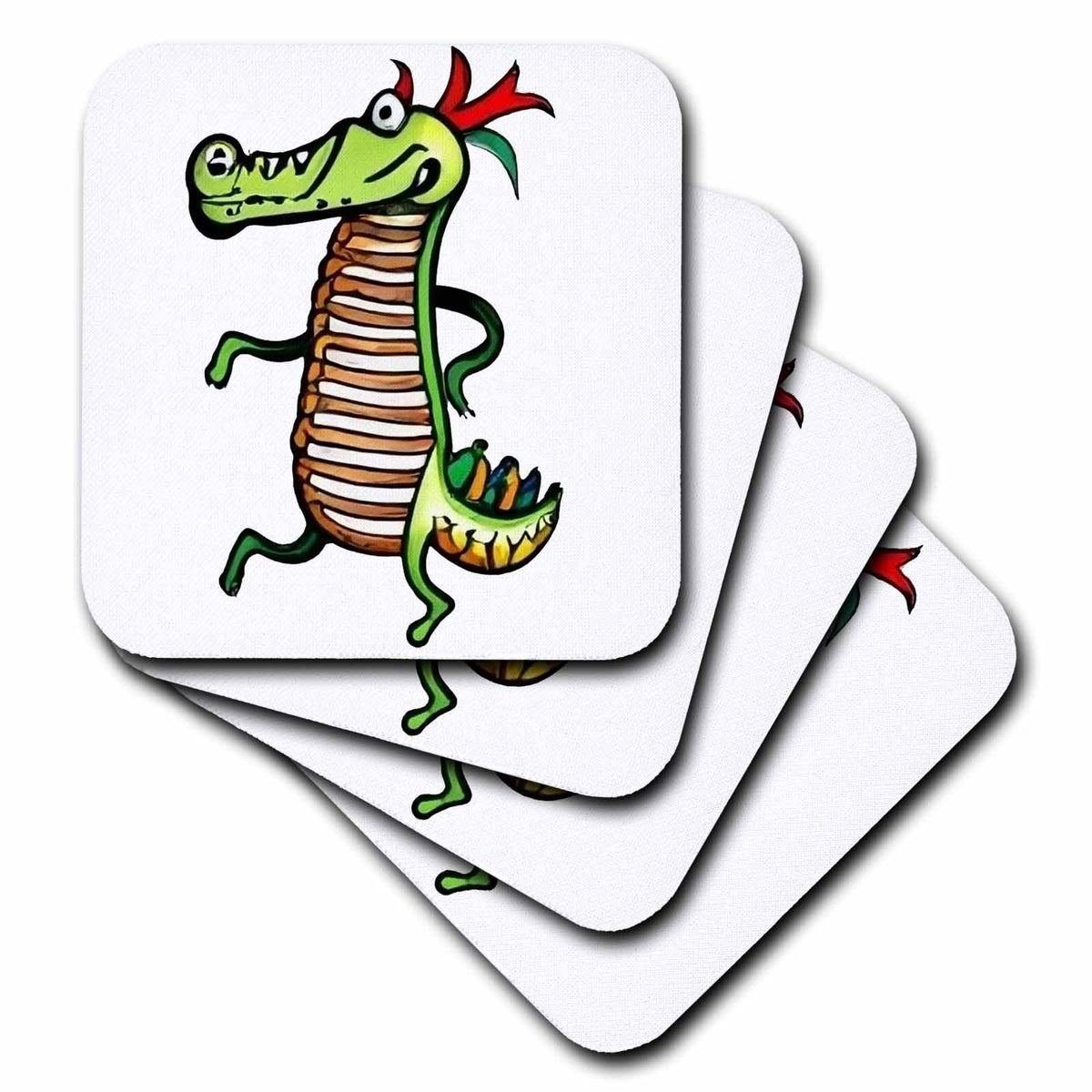 3dRose Cool Funny Cute Alligator Dancing Kokopelli Satire - Coasters (cst-385093)