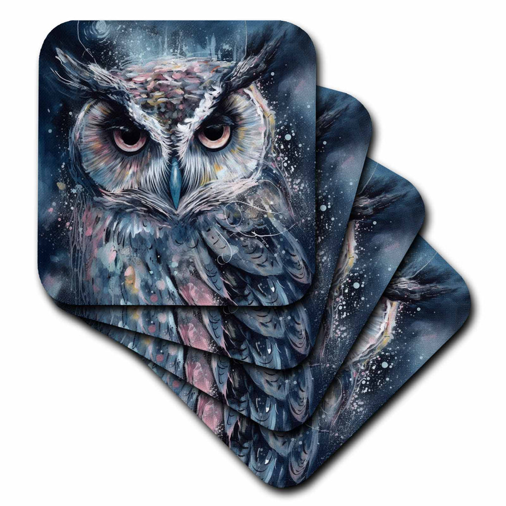 3dRose Cassie Peters Birds - Owl - Coasters (cst-385165)