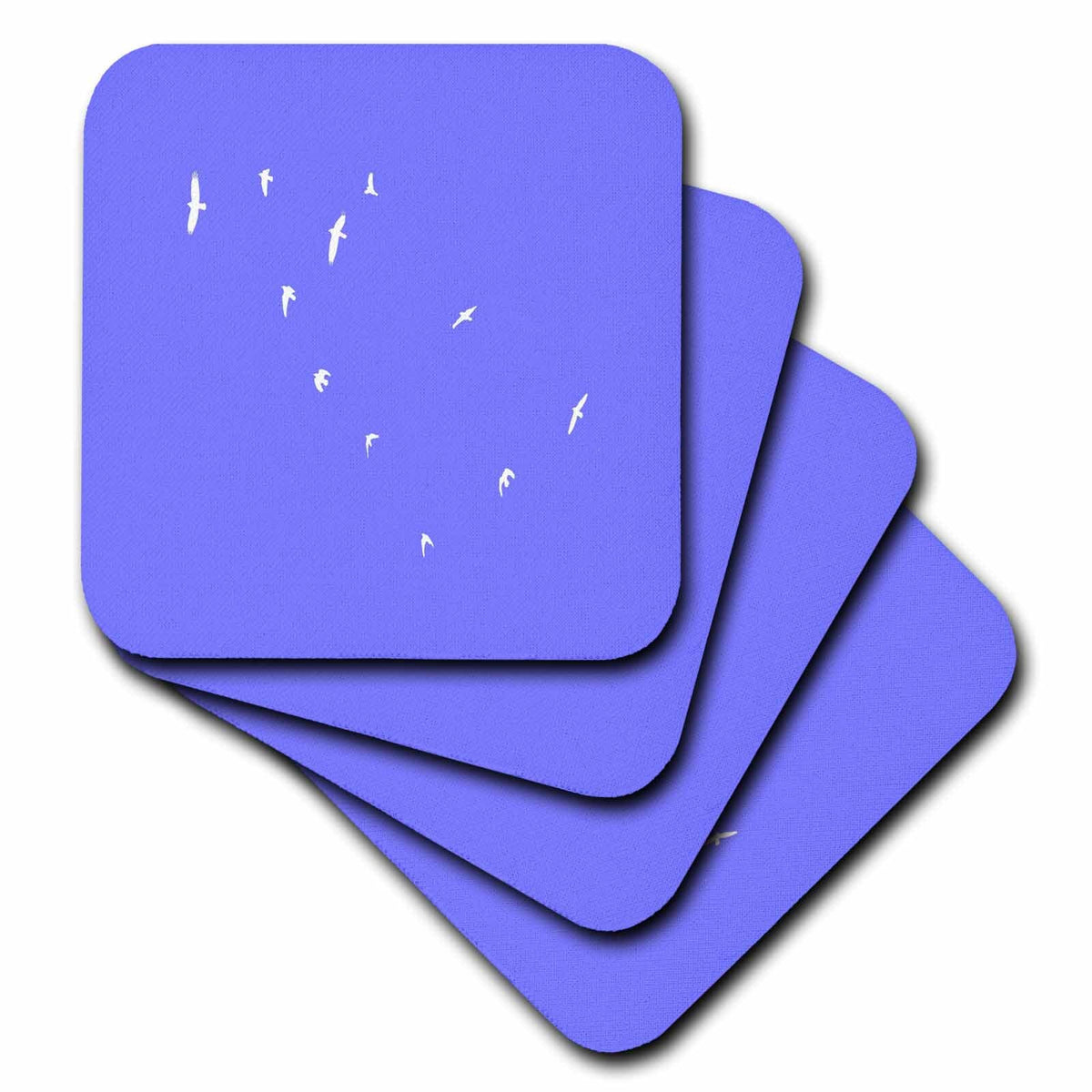 3dRose A Flock of Crows in Flight White Silhouette - Coasters (cst-385221)