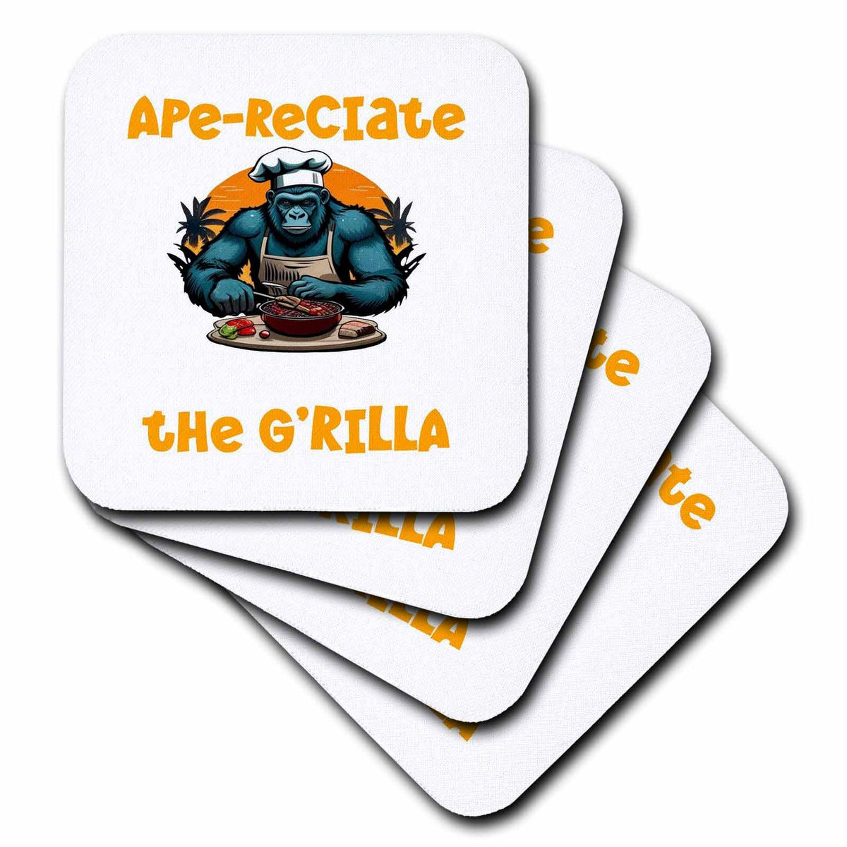3dRose Appreciate The Grilla Master BBQ Griller Fun Pun - Coasters (cst-385223)