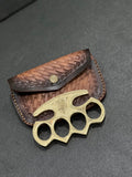 Custom Engraved Brass Knuckles with Leather Case – Personalized Solid Brass EDC Gift