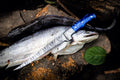 Custom Handmade 13-Inch Damascus Fillet Knife with Blue Resin Handle and Damascus Steel Bolster