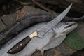 Custom Handmade 13-Inch Damascus Steel Fillet Knife with Rosewood Handle and Brass Bolster