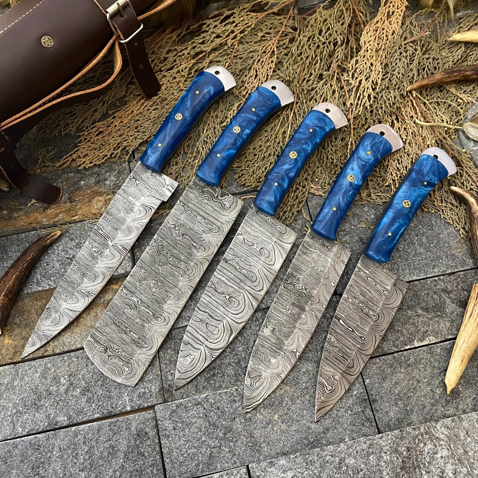 Exquisite Handmade Damascus Knife Set | Custom Hand-Forged